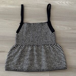 Zara Black and White Striped Knit Top